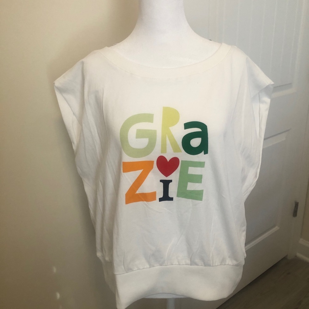 LOFT Womens Grazie Graphic T shirt- White Multicolor